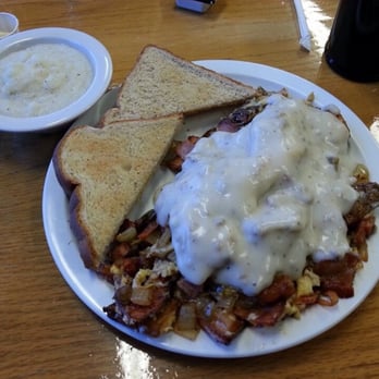 Old Lighthouse Diner - The Breakfast Scramble. The grits came with my wife's meal and were just the way I like them, on the stiff side. - Breakfast & Brunch Near Me - Bristol, Tennessee