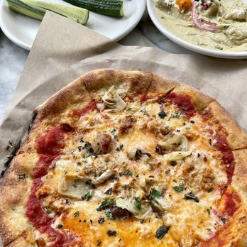 True Food Kitchen - Chicken Sausage pizza - New American Near Me - Austin, Texas True Food Kitchen - Chicken Sausage pizza - New American Near Me - Austin, Texas