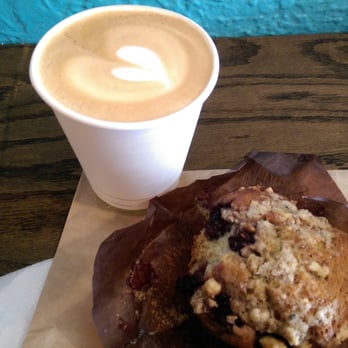 The Red Hook - A beautiful latte and a cardimum, blackberry muffin. - Coffee & Tea Near Me - Ferndale, Michigan The Red Hook - A beautiful latte and a cardimum, blackberry muffin. - Coffee & Tea Near Me - Ferndale, Michigan