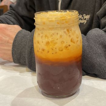 The Crawfish Hut - Thai Iced Tea...in a mason jar, cute! - Seafood Near Me - Burien, Washington