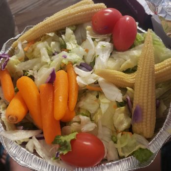 Mountain Mike's Pizza - (Not a) Chef's Salad.  (Already ate a few cherry tomatoes & a corn at time of pic) - Pizza Near Me - Paradise, California