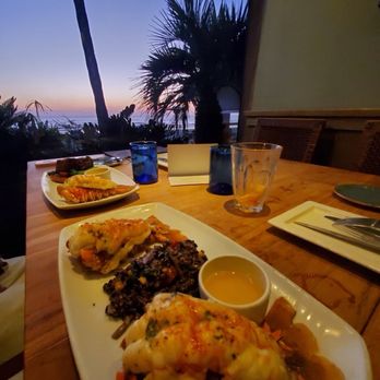 Jake's - Filet Mignon* double lobster tail with risotto - New American Near Me - Del Mar, California Jake's - Filet Mignon* double lobster tail with risotto - New American Near Me - Del Mar, California