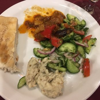 Nargis Cafe - Excellent salads including Babaganoush, fried eggplant and fresh cucumber and tomato. - Middle Eastern Near Me - Brooklyn, New York Nargis Cafe - Excellent salads including Babaganoush, fried eggplant and fresh cucumber and tomato. - Middle Eastern Near Me - Brooklyn, New York
