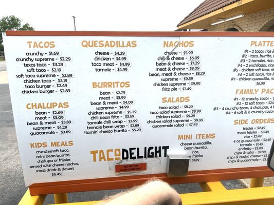 Menu photo 2 Taco Delite Granbury, TX