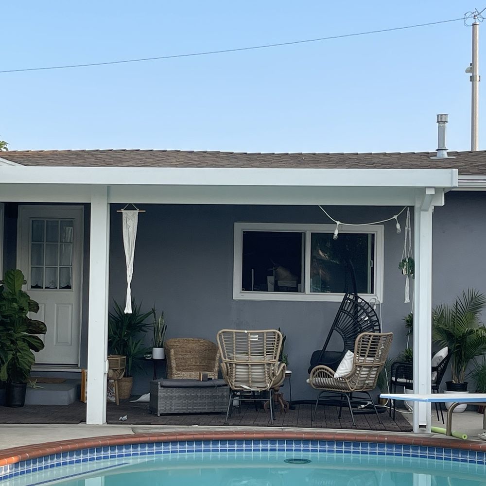 LJ Hausner Construction Company - Completed with about a foot short on the right. - Patio Coverings Near Me - Tustin, California LJ Hausner Construction Company - Completed with about a foot short on the right. - Patio Coverings Near Me - Tustin, California