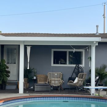 LJ Hausner Construction - Completed with about a foot short on the right. - Patio Coverings Near Me - Tustin, California LJ Hausner Construction - Completed with about a foot short on the right. - Patio Coverings Near Me - Tustin, California