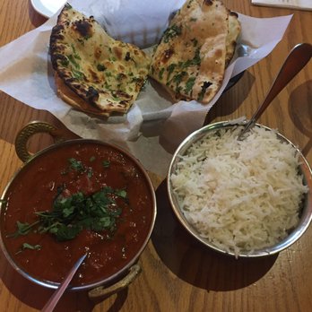 Bombay Grill - Lamb curry with white rice and garlic naan bread. - Indian Near Me - Fairlawn, Ohio