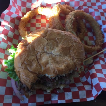 Red Wagon - Mmmmm nom nom nom!!! I got the blue cheese burger with onion rings. Best onion rings I've had in awhile. - Burgers Near Me - Tumwater, Washington Red Wagon - Mmmmm nom nom nom!!! I got the blue cheese burger with onion rings. Best onion rings I've had in awhile. - Burgers Near Me - Tumwater, Washington