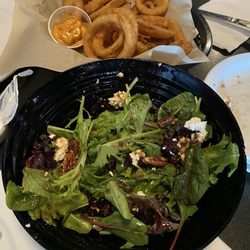 Pie Guy's Pizzeria - Candied pecan salad and yummy onion rings