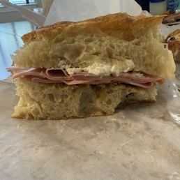 Mortadella fella meat portion.