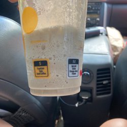 McDonald's - The highlighted s means this is a small cup and ofc they argue it's a medium this happens at a lot of McDonald's though.