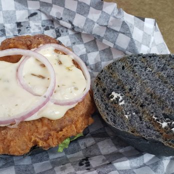 Hong Bo Burger & Poutine - Crispy chicken burger w/ the secret sauce. So good. - Burgers Near Me - Markham, Ontario Hong Bo Burger & Poutine - Crispy chicken burger w/ the secret sauce. So good. - Burgers Near Me - Markham, Ontario