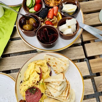 Lokma - Turkish Breakfast For 2 ($34) - fluffy flavorful eggs, warm soft pita bread, and great assortment of accompaniments. - Mediterranean Near Me - San Francisco, California Lokma - Turkish Breakfast For 2 ($34) - fluffy flavorful eggs, warm soft pita bread, and great assortment of accompaniments. - Mediterranean Near Me - San Francisco, California
