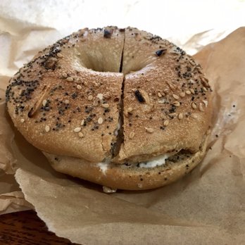 Boichik Bagels - Everything bagel w/ cream cheese - Good but kind of small for what they're charging :/ - Bagels Near Me - Berkeley, California