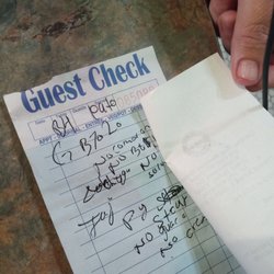 Camino Real Mexican Restaurant - The ticket that the server pato wrote