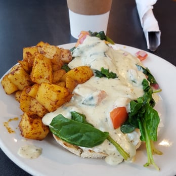 Firebird Cafe - Florentine Benedict with poblano sauce - New American Near Me - Essex Junction, Vermont Firebird Cafe - Florentine Benedict with poblano sauce - New American Near Me - Essex Junction, Vermont