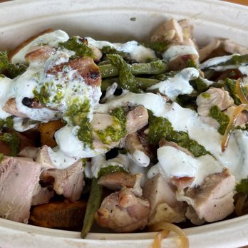 Grill Fresh - Small bowl with sweet potatoes, noodles, chicken and string beans with two sauces. Small Bowl - Acai Bowls Near Me - Palm Harbor, Florida Grill Fresh - Small bowl with sweet potatoes, noodles, chicken and string beans with two sauces. Small Bowl - Acai Bowls Near Me - Palm Harbor, Florida