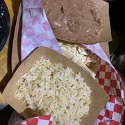 Photo of Tequileria - Charlotte, NC, United States. Fish tacos with side of rice and beans