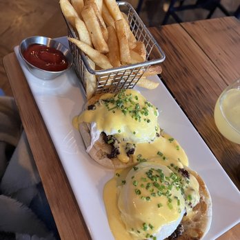 The Mayfly - Eggs Benedict with fries - American Near Me - New York, New York The Mayfly - Eggs Benedict with fries - American Near Me - New York, New York