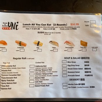 Uni Sushi & Ramen - Lunch at ayce menu - Sushi Bars Near Me - East Lansing, Michigan Uni Sushi & Ramen - Lunch at ayce menu - Sushi Bars Near Me - East Lansing, Michigan