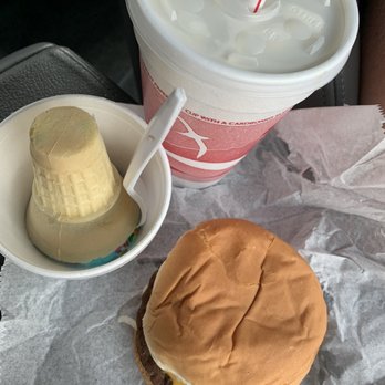 Silver Grove Dari-Bar - Double cheeseburger, baby blueberry cone with sprinkles (in a cup for COVID-19 safety precautions), and a small marshmallow shake - Ice Cream & Frozen Yogurt Near Me - Silver Grove, Kentucky Silver Grove Dari-Bar - Double cheeseburger, baby blueberry cone with sprinkles (in a cup for COVID-19 safety precautions), and a small marshmallow shake - Ice Cream & Frozen Yogurt Near Me - Silver Grove, Kentucky