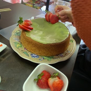 Katsumi's Teaching Kitchen - Delicious steamed dessert cake with green tea chocolate icing - Cooking Classes Near Me - Beech Grove, Indiana