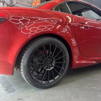 Alpha AutoSports - Black Powdercoat rear wheels with new tires. - Powder Coating Near Me - Glendale, California