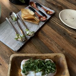 Shishitos, Laotian Sushi, Hiramasa