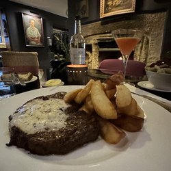 Old Parsonage Hotel - The 20 year aged ribeye was seasoned and served to perfection w a Blood Orange & Fig Martini