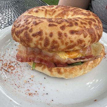 Kaffe Mercantile - Bacon Breakfast Sandwich on a Cheese Bagel Breakfast Basic - Coffee & Tea Near Me - Ogden, Utah
