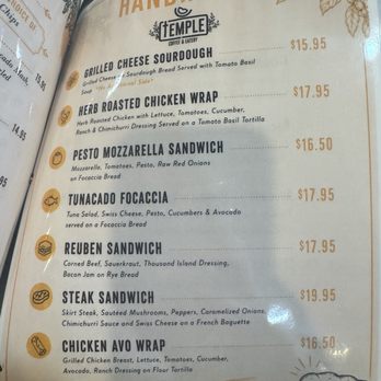 Temple Coffee & Eatery - Menu as of 8/19/2026 - Coffee Roasteries Near Me - Colleyville, Texas