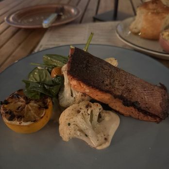 June's - Salmon with cauliflower and spinach - Cocktail Bars Near Me - Eastvale, California June's - Salmon with cauliflower and spinach - Cocktail Bars Near Me - Eastvale, California