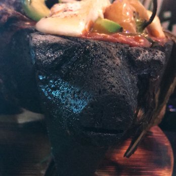 El Michoacano Restaurant - El molcajete has a cute little piggy on it! Everything is boiling hot be careful! - Tacos Near Me - Gilroy, California