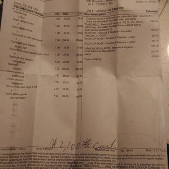 Kho's Auto Repair - anti-theft device Lie to me$250 receipt - Auto Repair Near Me - Richmond, California