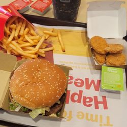 McDonald's - #1 Big Mac no onions Medium fry barbecue sauce for fry Four piece McNugget sweet and sour Coke Zero