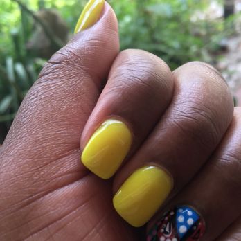 Q Nails - Satisfied once again! Tom hooked me up! This is an SNS with a design. Tom & Jenny hooked me up! - Nail Salons Near Me - Atlanta, Georgia