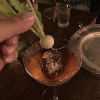 Sip & Guzzle - How cute - mini radish (edible) as part of the cocktail! - Izakaya Near Me - New York, New York Sip & Guzzle - How cute - mini radish (edible) as part of the cocktail! - Izakaya Near Me - New York, New York