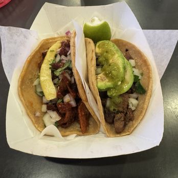Taco Vida - Left- Al Pastor taco Right- Carne Asada taco - Mexican Near Me - Deerfield, Illinois