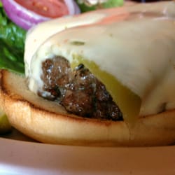 Pioneer Pub - Green Chili Burger. Delicious!