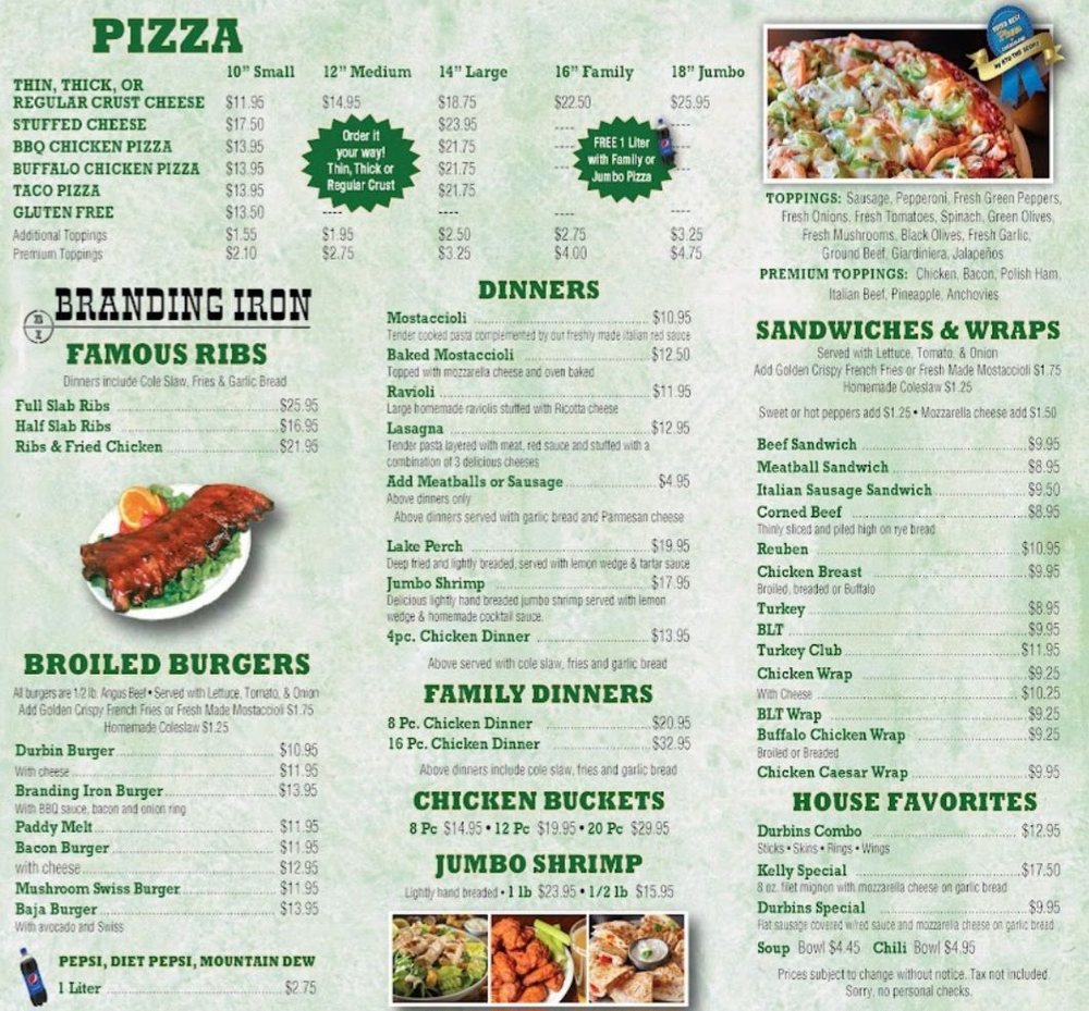 DURBINS OF JUSTICE 7801 Archer Ave, Justice, Illinois Pizza