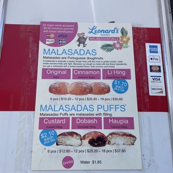 Leonard's Pearlridge Malasada Mobile - Menu - Desserts Near Me - Aiea, Hawaii