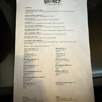 The District Eatery Tap & Barrel - Menu - Cocktail Bars Near Me - Sanford, Florida