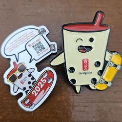 Gong Cha - Sticker and Pin...Happy National Bubble Tea Day!