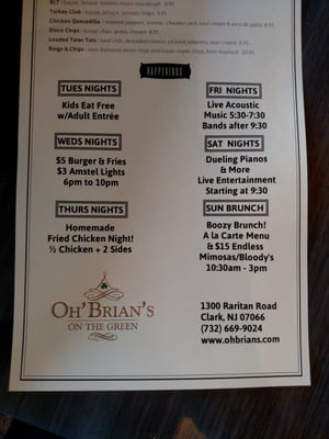 Menu photo 5 Oh Brian's On The Green Clark, NJ
