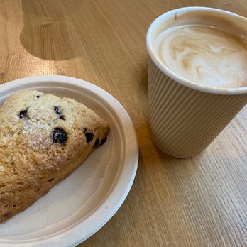 Martine's Pastries - Vanilla Latte with Almond Milk and Blueberry Scone - Bakeries Near Me - Lexington, Kentucky Martine's Pastries - Vanilla Latte with Almond Milk and Blueberry Scone - Bakeries Near Me - Lexington, Kentucky