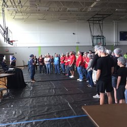 A group of about 75 volunteers showed up to pack the food.