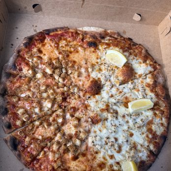 Modern Apizza - Half Clam and half Chicken - Pizza Near Me - New Haven, Connecticut Modern Apizza - Half Clam and half Chicken - Pizza Near Me - New Haven, Connecticut