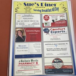 Sue's Diner - Front of menu
