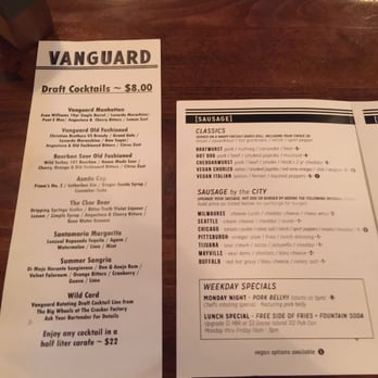 The Vanguard - Inside Menu - Bars Near Me - Milwaukee, Wisconsin The Vanguard - Inside Menu - Bars Near Me - Milwaukee, Wisconsin