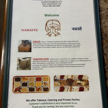 Nepali Chulo - Menu cover explains the difference between a chulo and a tandoor oven. - Indian Near Me - West Valley City, Utah Nepali Chulo - Menu cover explains the difference between a chulo and a tandoor oven. - Indian Near Me - West Valley City, Utah
